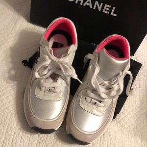 pink and silver sneakers
